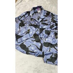 Adore Me Sammi Women's Convo Blue XL Black Cat PJ Set NWT